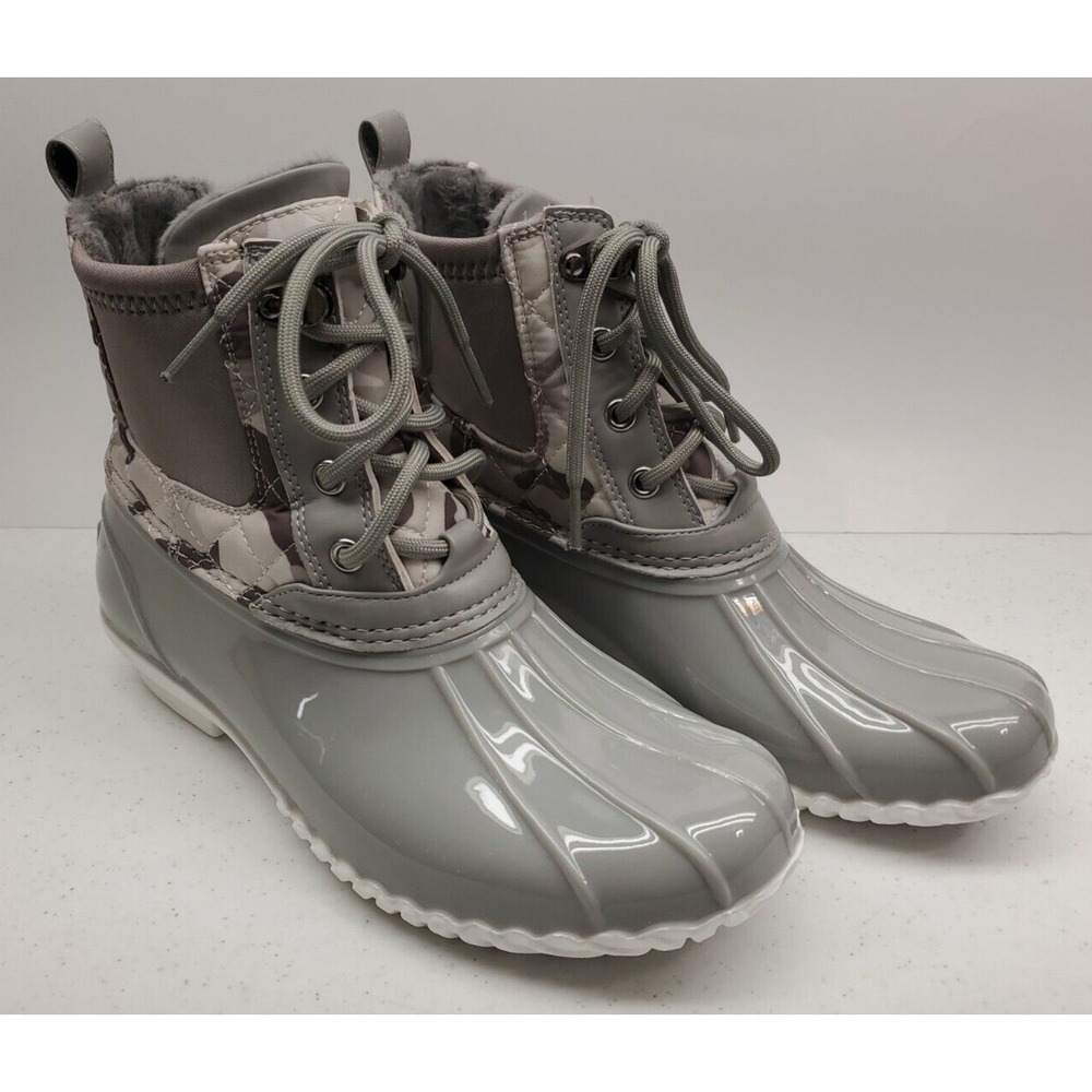 Tommy Hilfiger TW Hada Duck Boots Gray Camo Insulated Women's Sz 8M Extra Laces - Picture 2 of 8